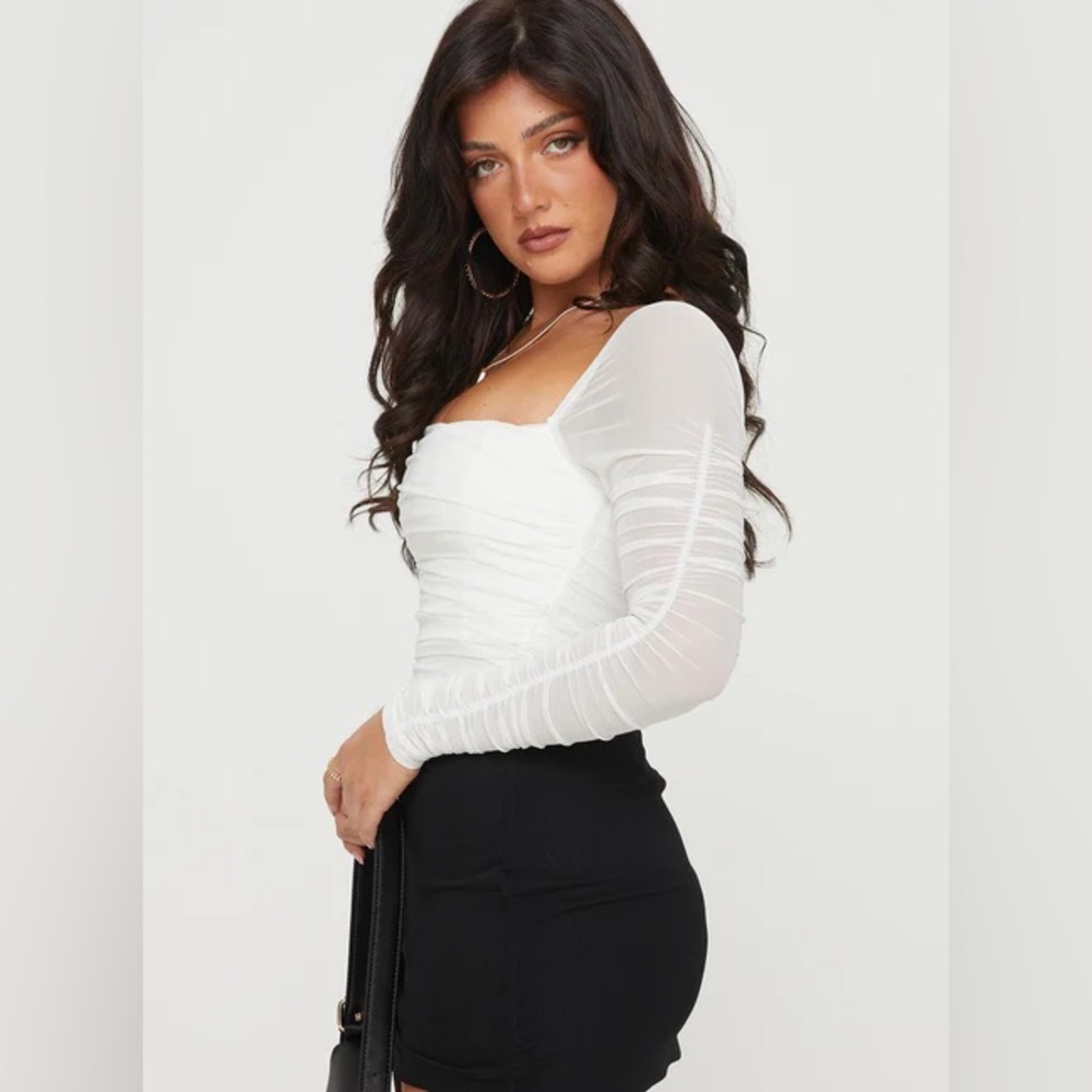 NWT Princess Polly White Ruched Bodysuit